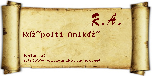 Rápolti Anikó névjegykártya