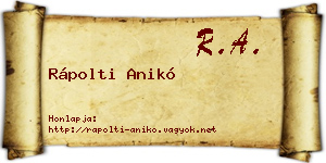Rápolti Anikó névjegykártya